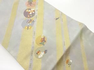 斜線に丸文・宝模様織出し名古屋帯